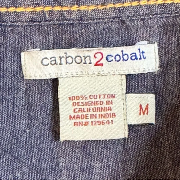 Carbon 2 Cobalt Mens Bonfire Plaid Orange Black Long Sleeve Button Up Shirt Med - Picture 2 of 9